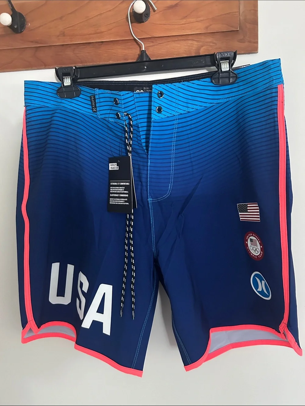 NWT Hurley Men’s Blue Boardshorts with USA Logo